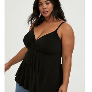 Black Studio Knit Surplice Babydoll Cami